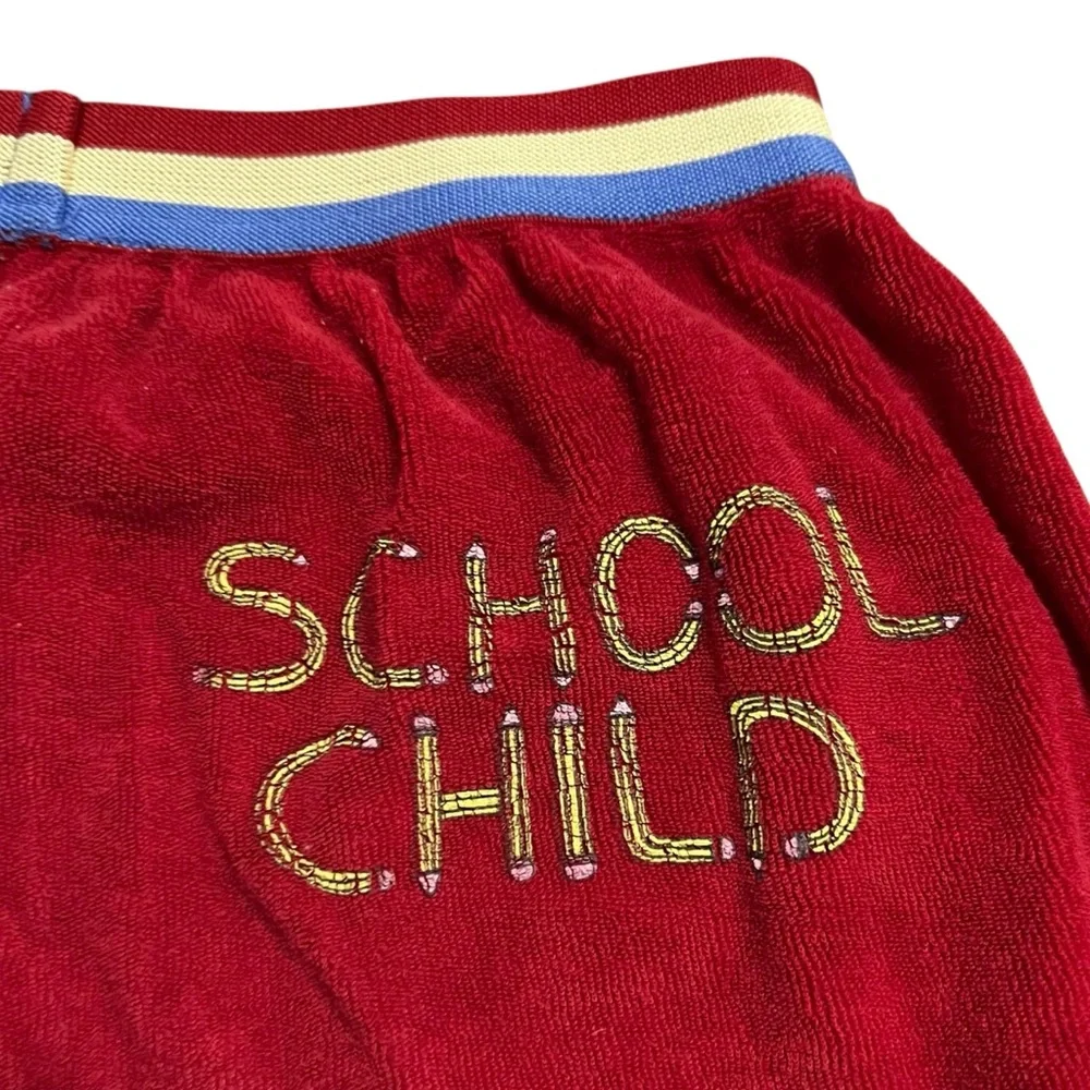 Bandy Button 10-11Y School Child Red Terry Jogger Pants